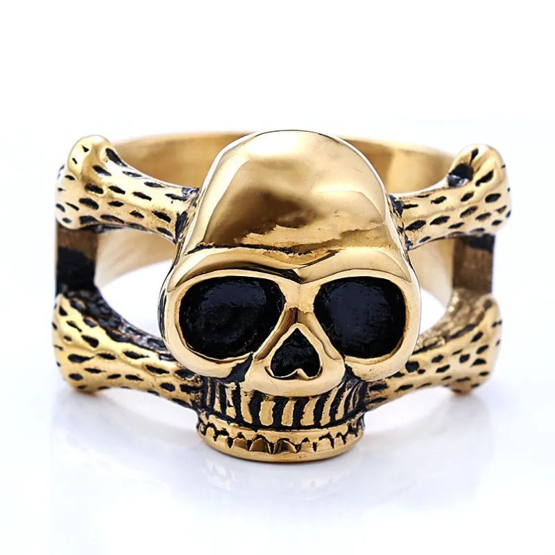 Vintage Gothic  Sterling Silver Skull Ring