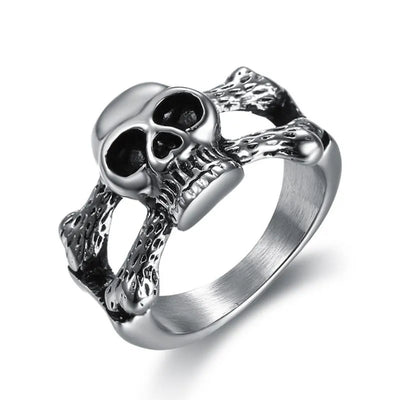 Vintage Gothic  Sterling Silver Skull Ring
