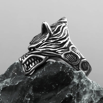 Vintage Viking  Wolf Fenrir  Sterling Silver Ring