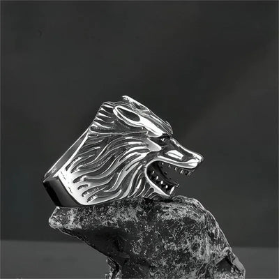 Vintage Viking  Wolf Fenrir  Sterling Silver Ring