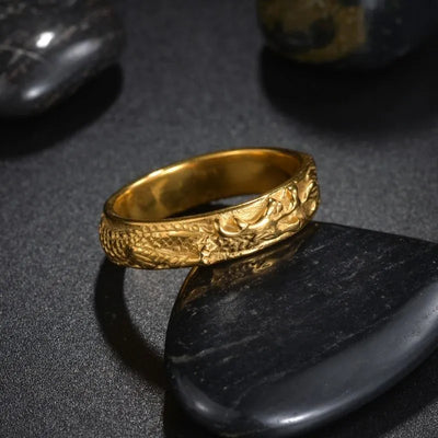 Vintage Engraved Dragon  Sterling Silver Ring