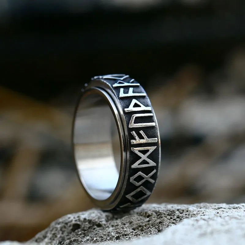 Vintage Viking Rune  Sterling Silver Spinner Ring
