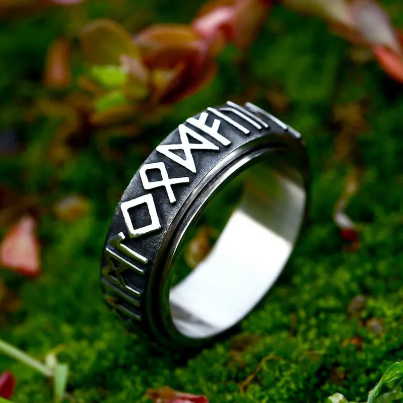 Vintage Viking Rune  Sterling Silver Spinner Ring