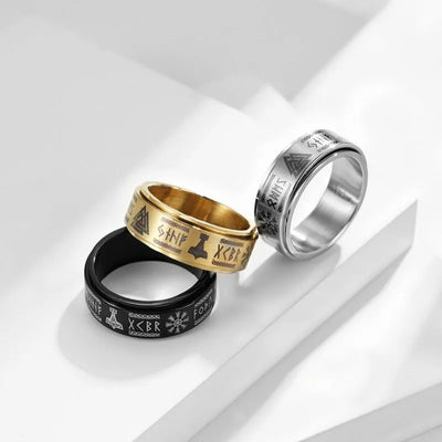 Vintage Viking Valknut Rune Compass  Sterling Silver Spinner Ring