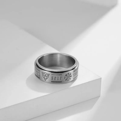 Vintage Viking Valknut Rune Compass  Sterling Silver Spinner Ring