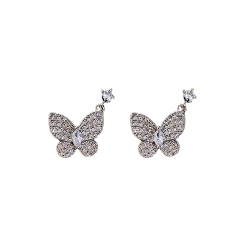 Sparkling Butterfly Zircon Water Droplet Necklace  Set