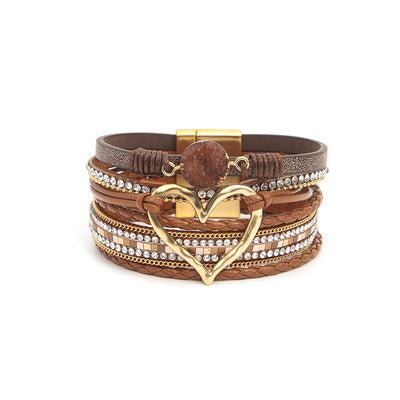 Multi-layer  Heart Leather Bracelet