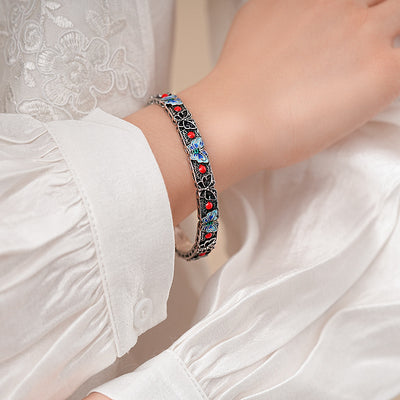 Butterfly Drip Oil Flower Round Bracelet