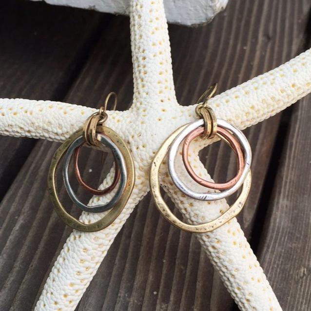 Vintage Gold & Silver Circles Earrings