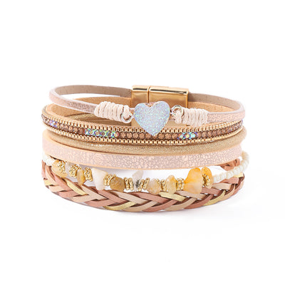 Natural Crushed Stone Leather Bracelet