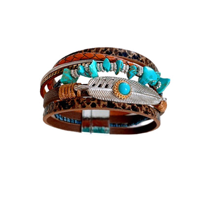 Woven Magnetic Leather  Bracelet