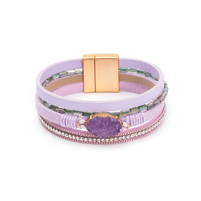 Crystal Studded Bead Magnetic  Bracelet