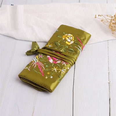 Handmade Embroidered Silk Jewelry Bag