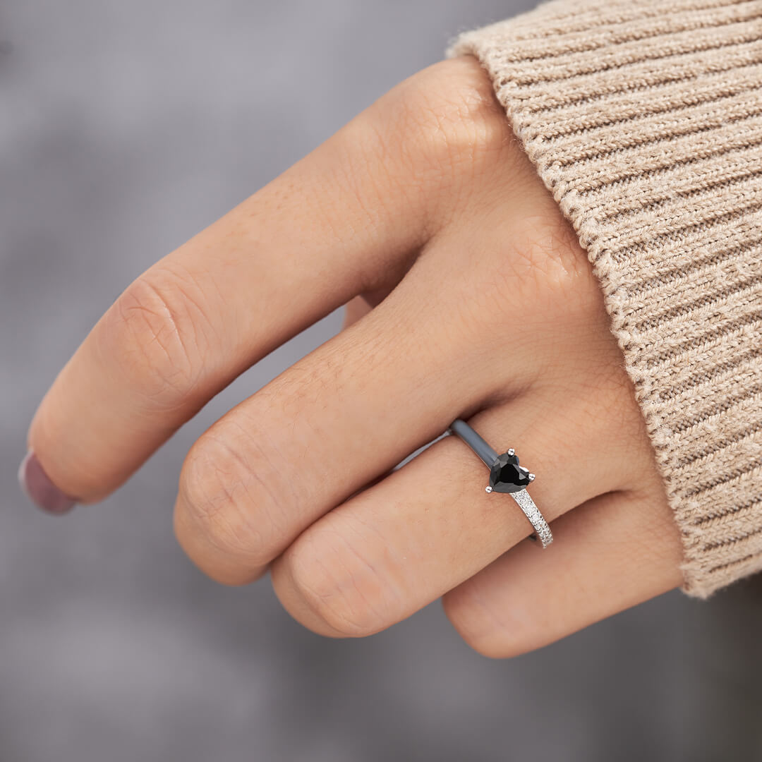 I'm Choosing My Peace Black Enamel Ring
