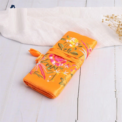 Handmade Embroidered Silk Jewelry Bag
