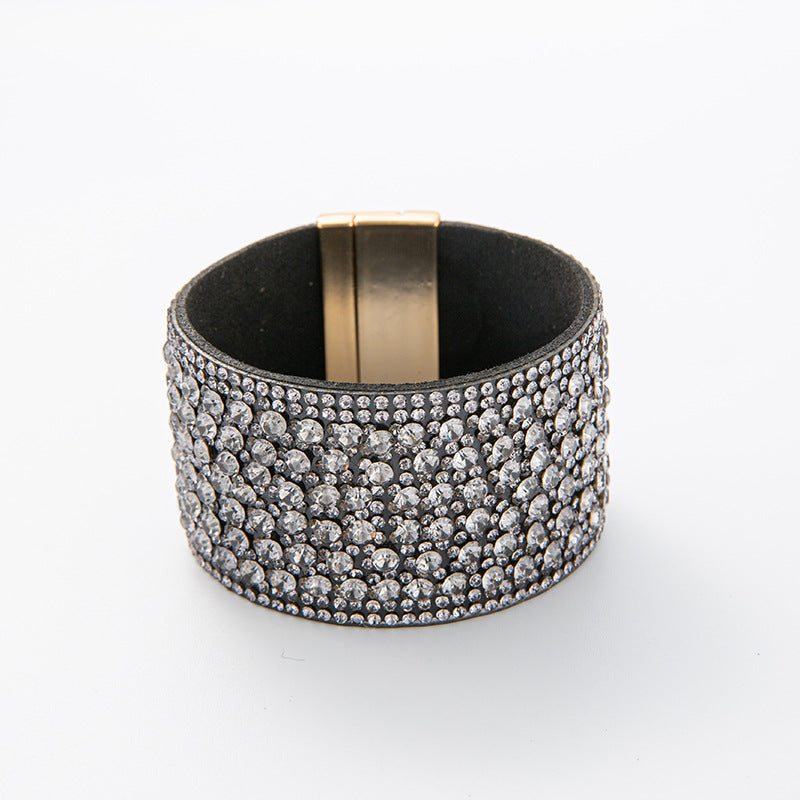 Crushed Stone Rice Bead Leather Bracelet