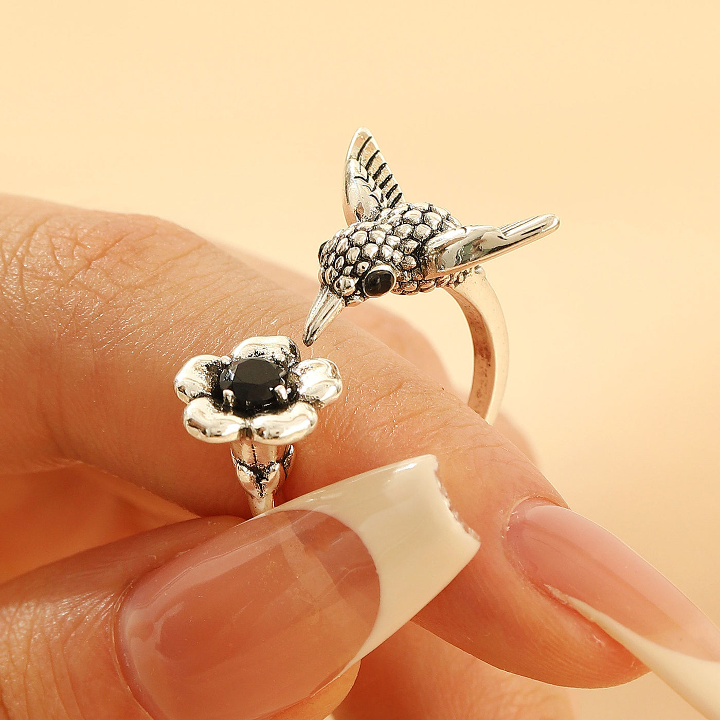 Smart Bird Flower Open Ring