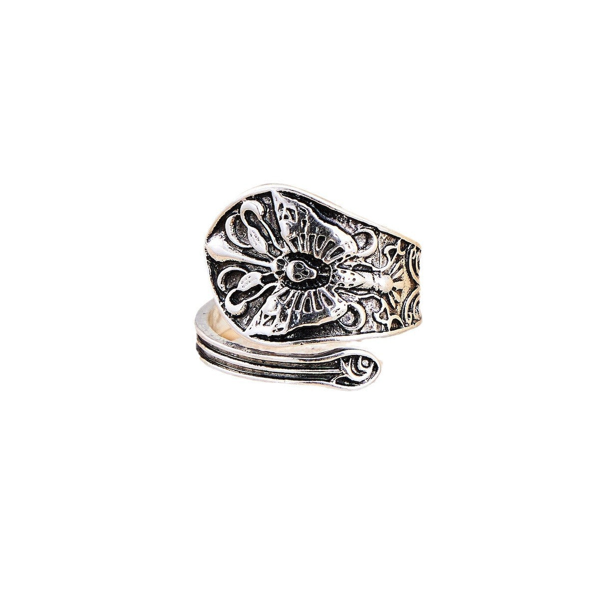 Gothic Skull Moth Open Ring