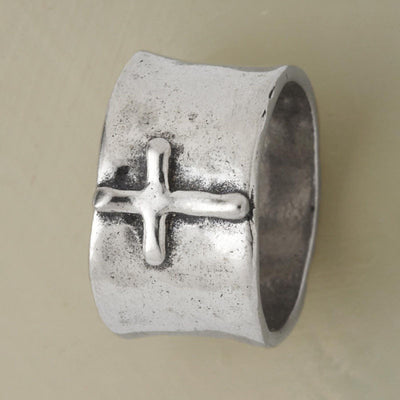 Wide Sided Retro Cross Ring