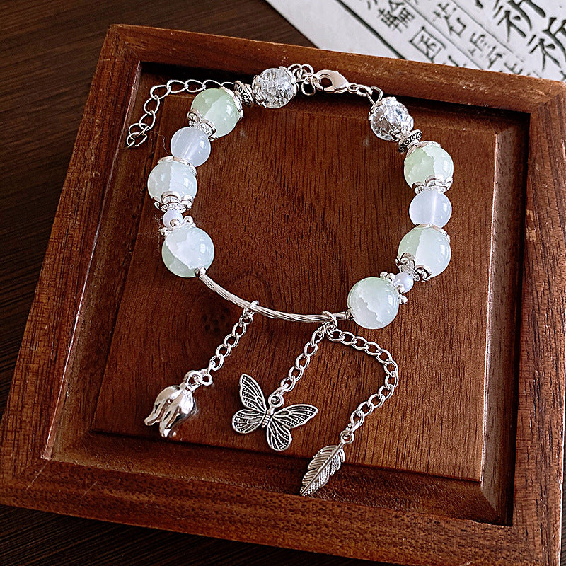 Green  Butterfly Flower Leaf Bracelet