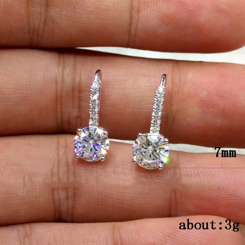 Simple Four Claw Zircon Earrings