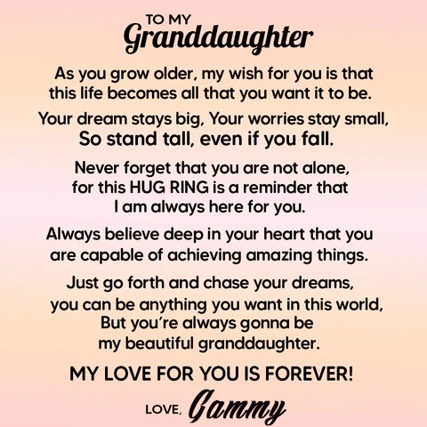 To Granddaughter -925 Sterling Silver Hug Ring (Adjustable - One Size Fits All)