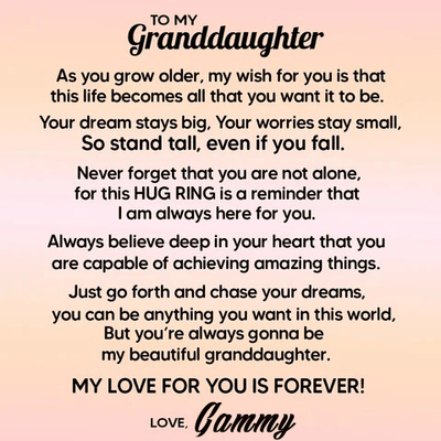 To Granddaughter -925 Sterling Silver Hug Ring (Adjustable - One Size Fits All)