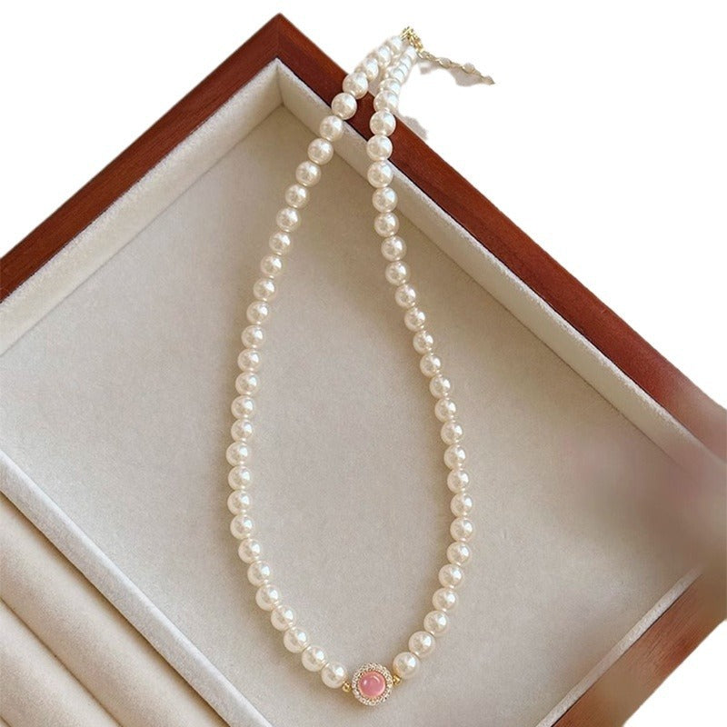 Resin Zircon Pearl Necklace