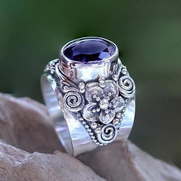🔥Last Day 49% OFF🎁Floral Faceted Amethyst Ring