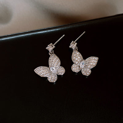 Sparkling Butterfly Zircon Water Droplet Necklace  Set
