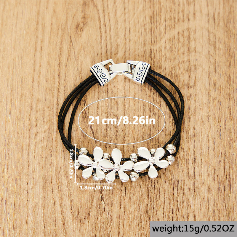 Flower Leather Rope Bracelet