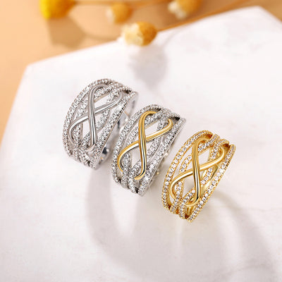 Silver Gold Waved Hollow Design Ring
