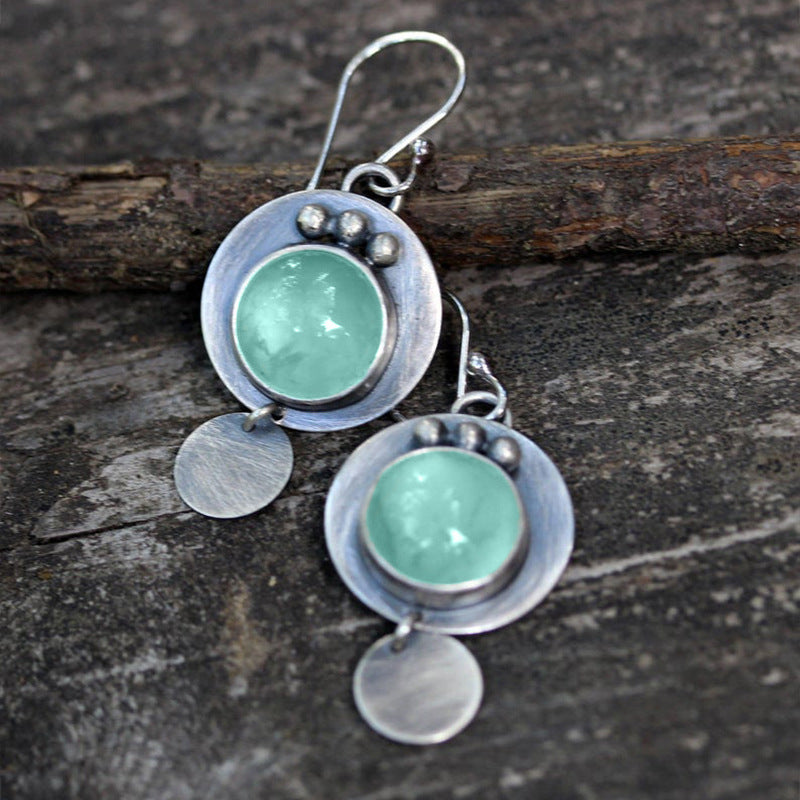 Retro Geometric Disc Earrings
