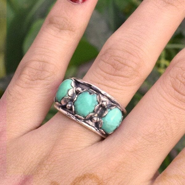 🔥Last Day 49% OFF🎁Three Stone Turquoise Ring