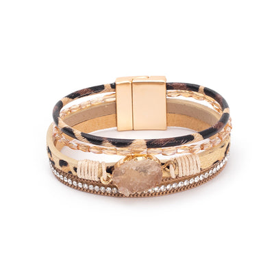 Crystal Studded Bead Magnetic  Bracelet
