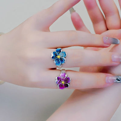 Burned Blue Plum Blossom Ring