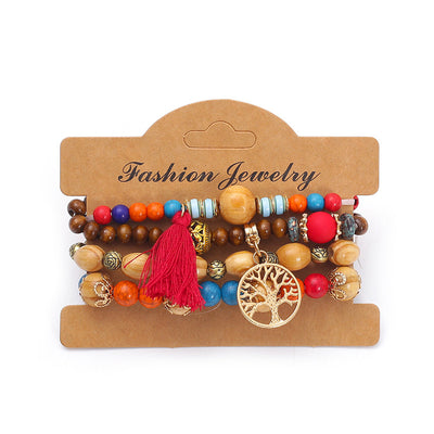 Multi-layer Wooden Bead Bead Bracelet
