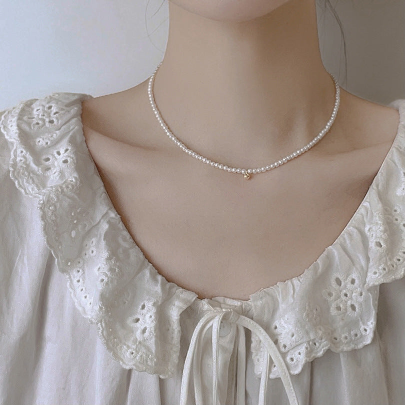 Retro Round Bead Pearl Necklace