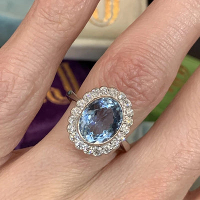 Ocean Blue Elliptical Zircon Ring