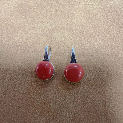 Red Agate Retro Earrings