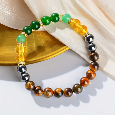 Wealth-Attracting Bracelet with Tiger’s Eye Beads & Golden Accents