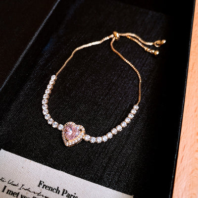 Three-dimensional Love Zircon Adjustable Bracelet