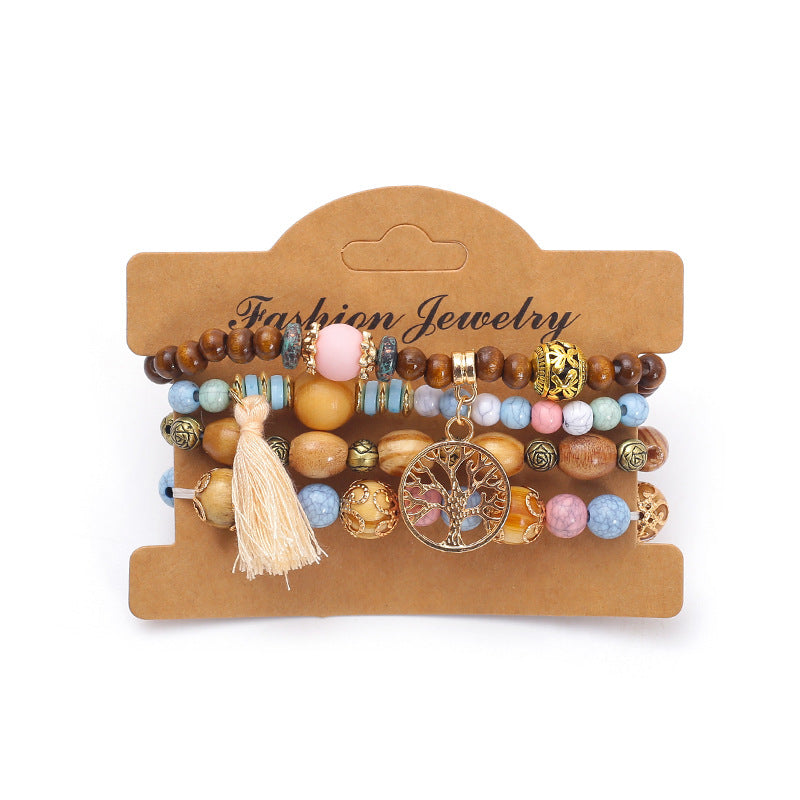 Multi-layer Wooden Bead Bead Bracelet