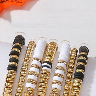Black Soft Ceramic Letter Bead Handmade Summer Beach Women's Bracelet