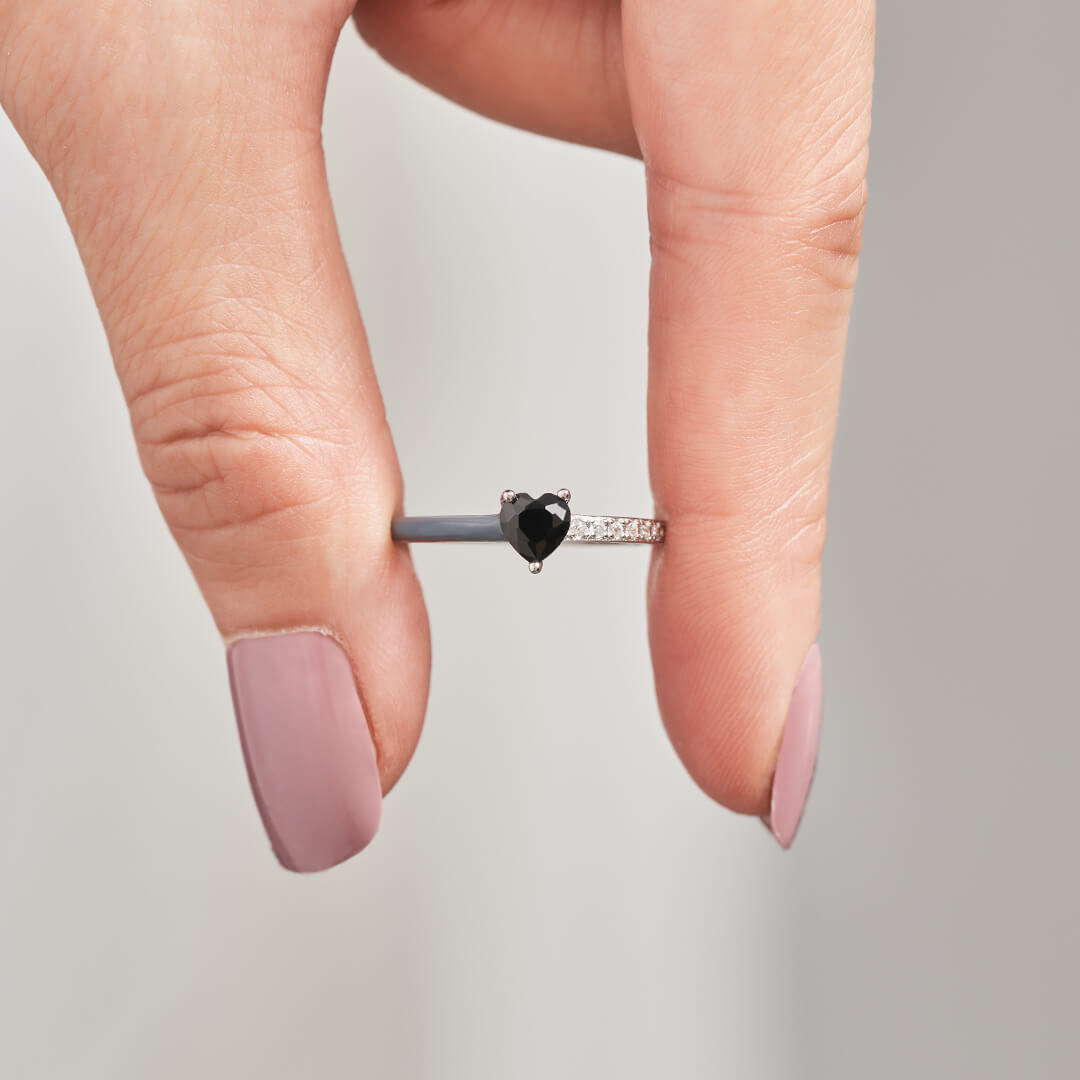 I'm Choosing My Peace Black Enamel Ring