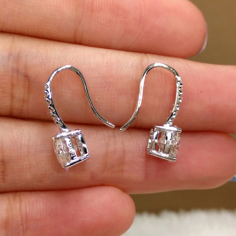 Simple Four Claw Zircon Earrings