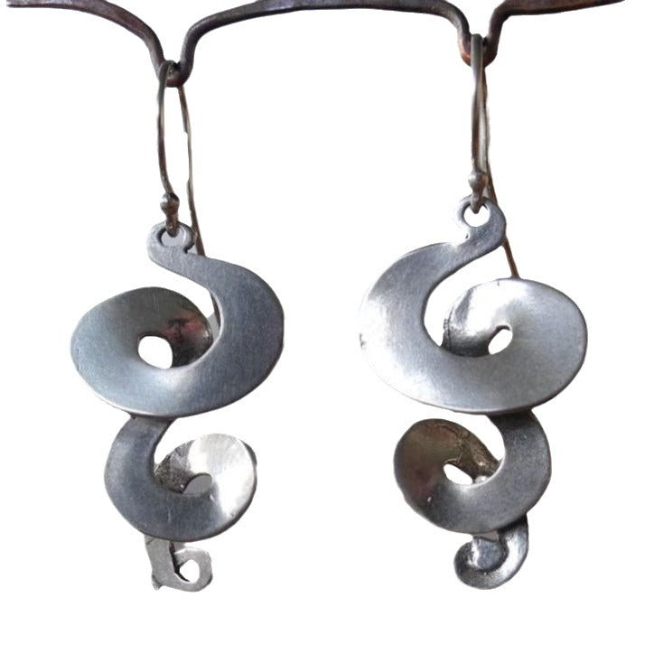 Silver Curled Alloy Earrings