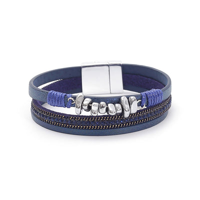 Leather Magnetic Buckle Closed Bracelet