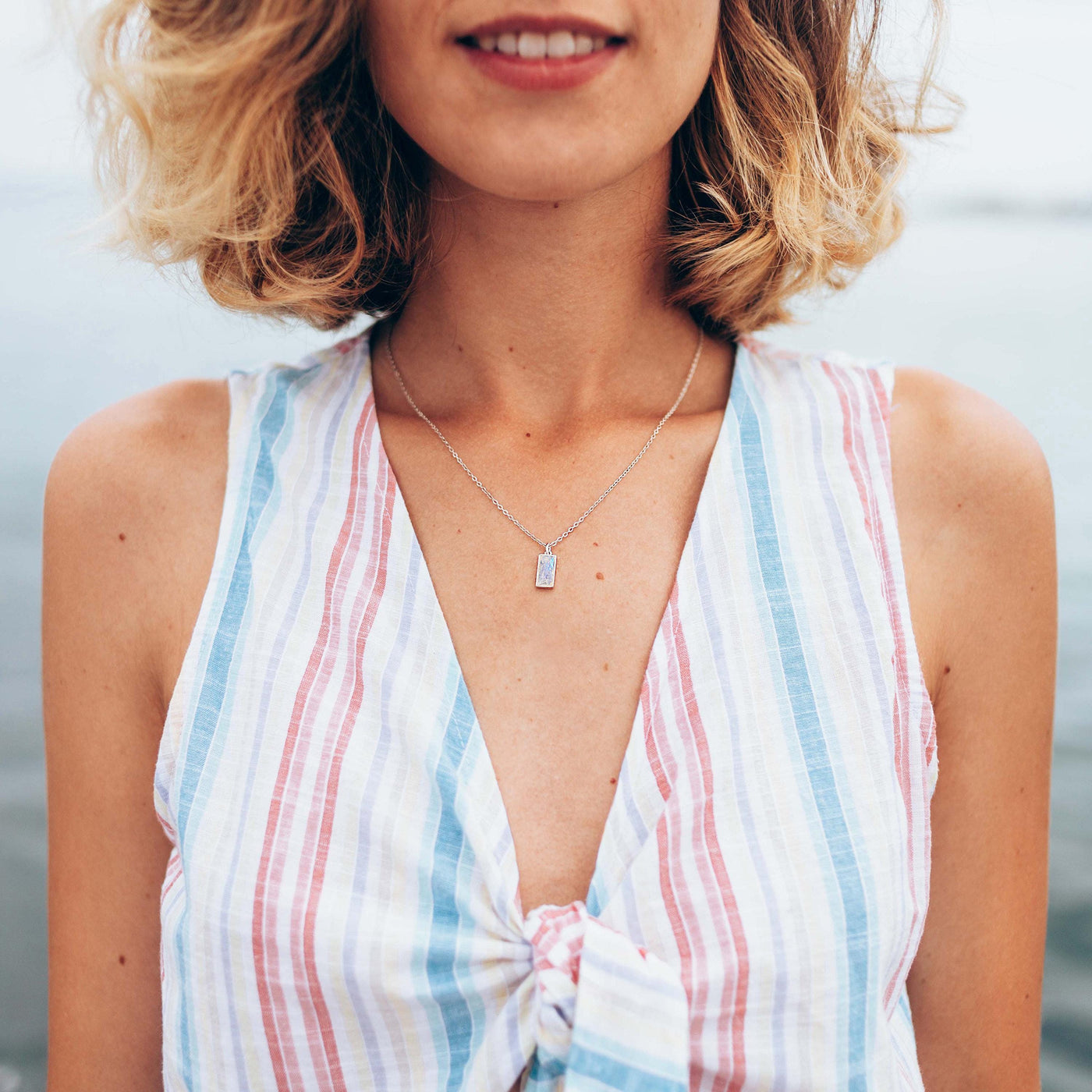 HOPE LOVE SHINE New Beginnings Rainbow Moonstone Sterling Silver Necklace