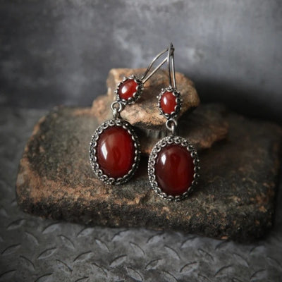 Vintage Baroque Red Stud Earrings